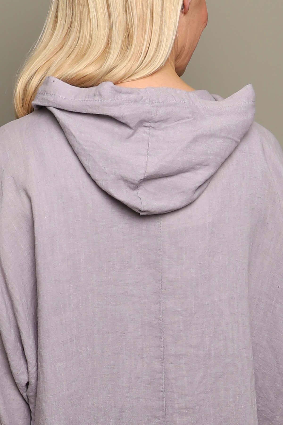 Annalee Hooded Linen Top Mauve