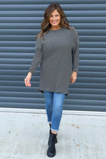 Nessie Stripe Cord Top Black Black - Nessie Stripe Cord Top Black