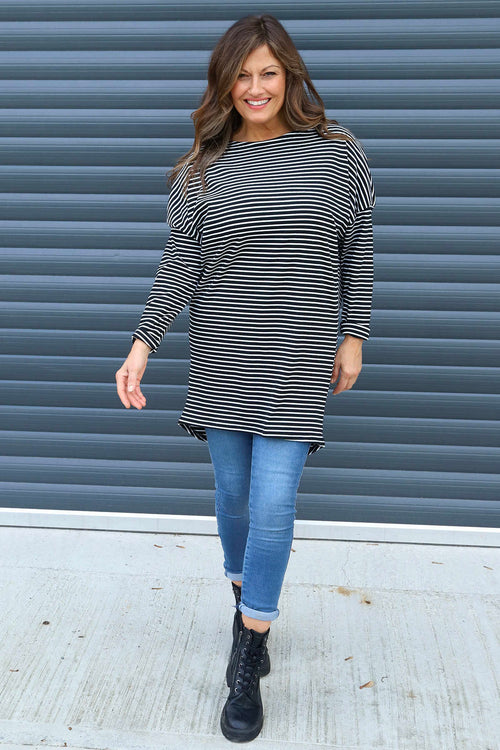 Nessie Stripe Cord Top Black - Image 1