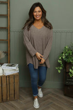Lynna V-Neck Jumper Mocha Mocha - Lynna V-Neck Jumper Mocha