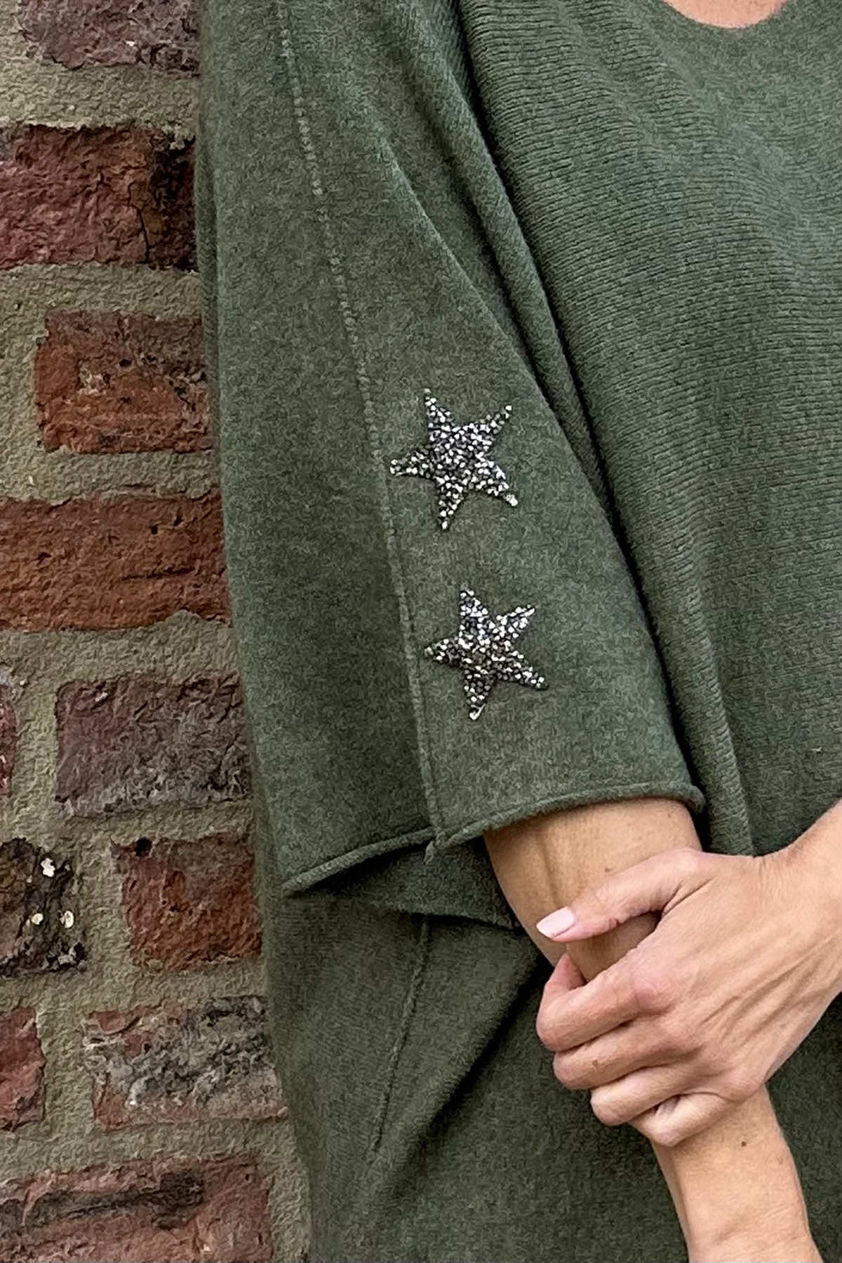 Stella Star Sleeve Knitted Jumper Khaki