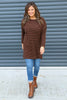 Nessie Stripe Cord Top Cocoa