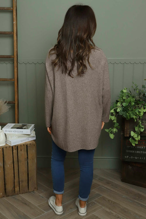 Lynna V-Neck Jumper Mocha - Image 4