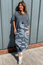 Millie Print Dress Charcoal