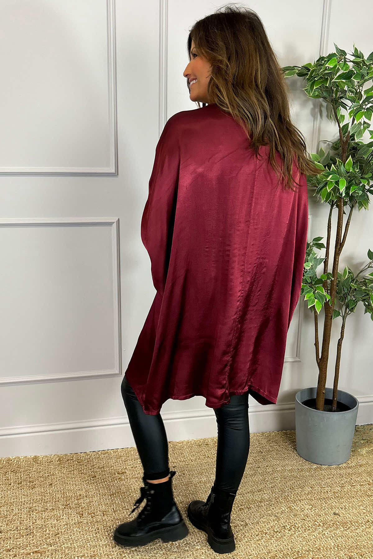 Monica Slouch Satin Top Wine