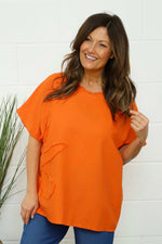 Maxine Flower Patch Linen Top Orange Orange - Maxine Flower Patch Linen Top Orange