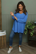 Lynna V-Neck Jumper Blue Blue - Lynna V-Neck Jumper Blue