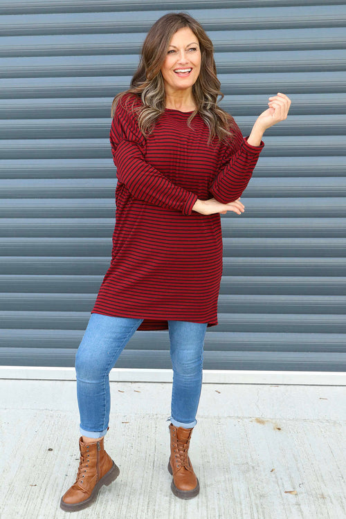Nessie Stripe Cord Top Wine - Image 2