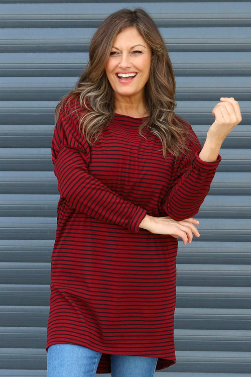 Nessie Stripe Cord Top Wine - Image 1