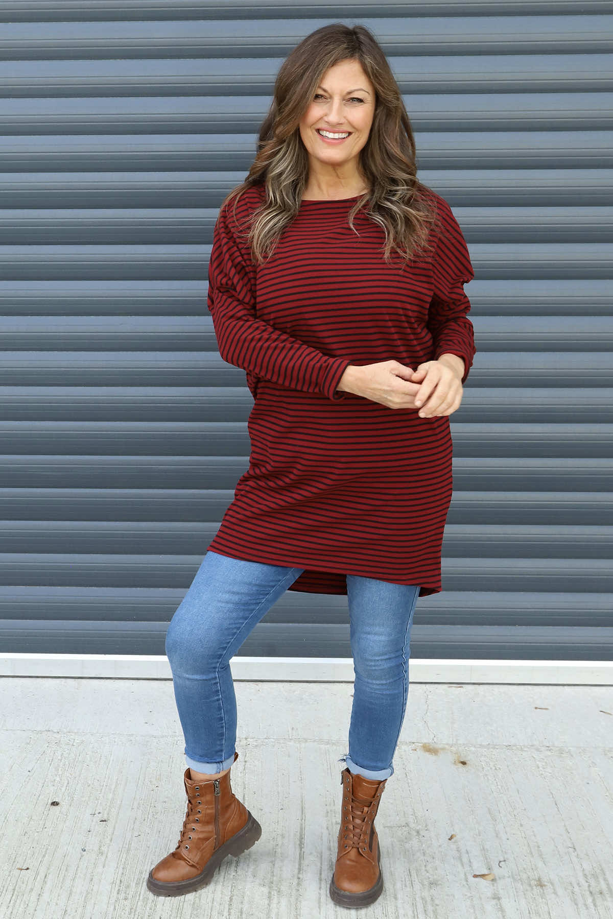 Nessie Stripe Cord Top Wine