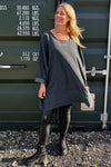 Connie Cord Oversized Top Charcoal