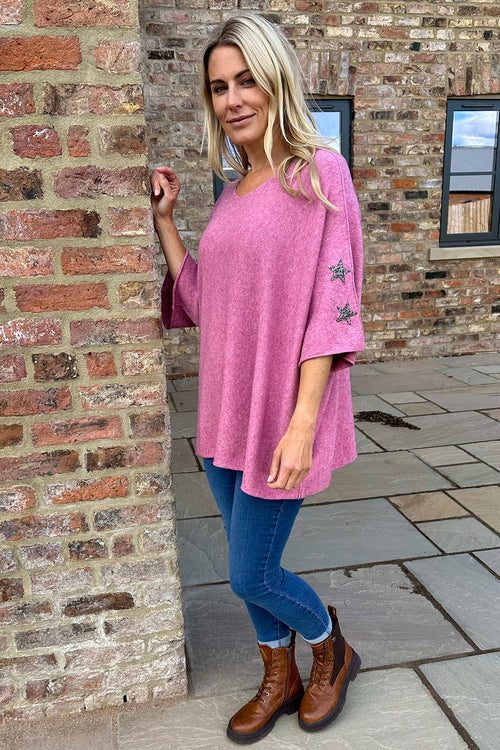 Stella Star Sleeve Knitted Jumper Pink - Image 1