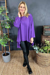 Hayden Dipped Hem Cotton Top Purple