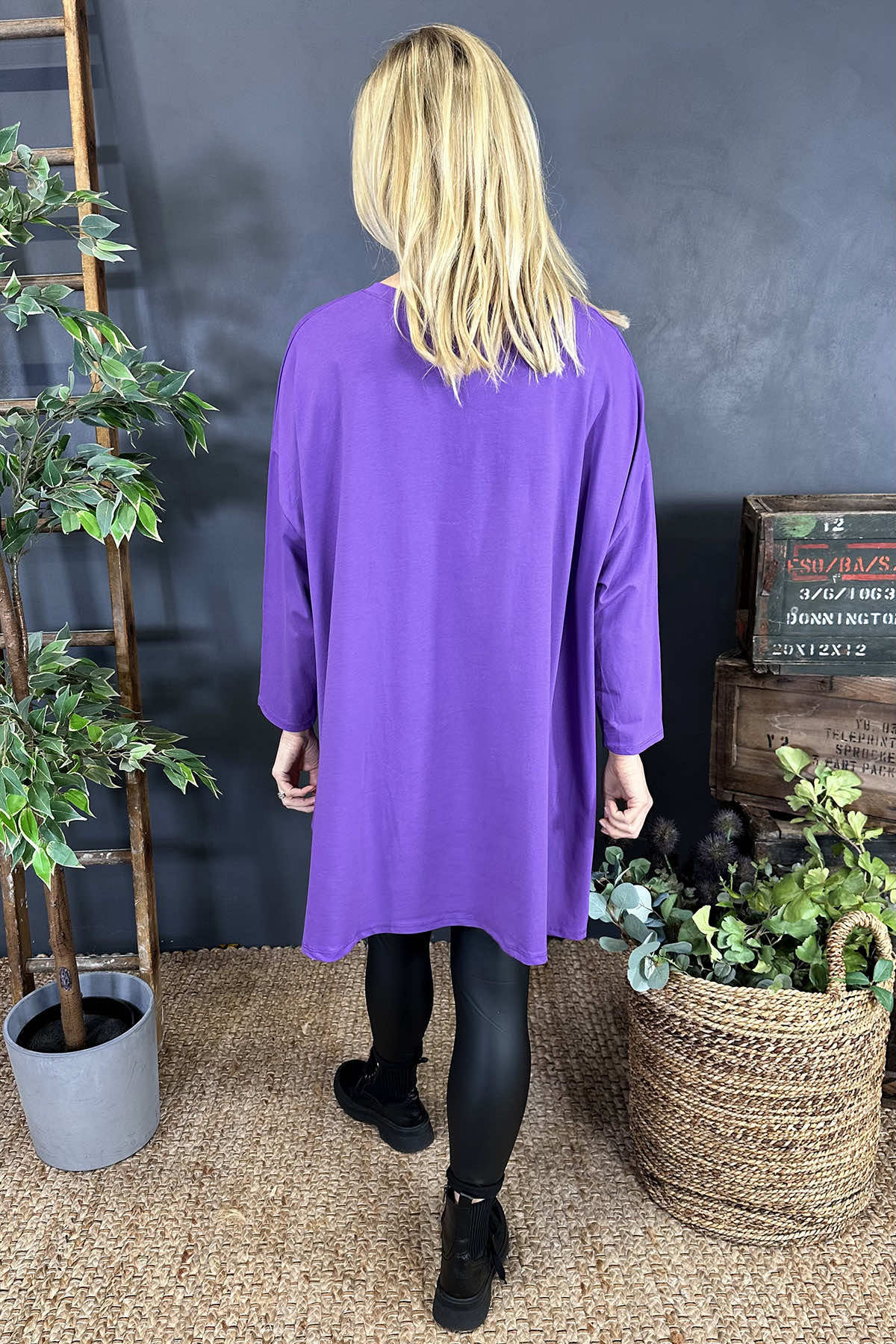 Hayden Dipped Hem Cotton Top Purple