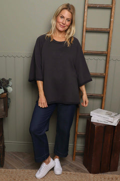 Ginny Cotton Top Charcoal
