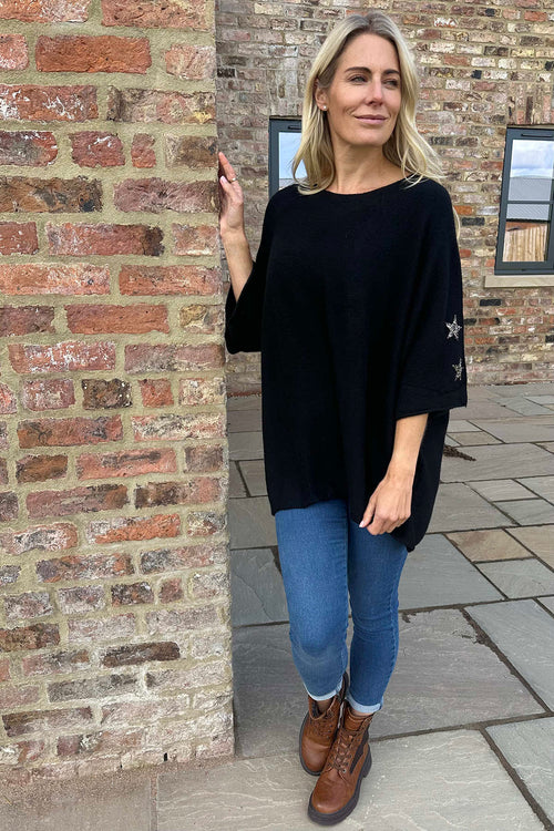 Stella Star Sleeve Knitted Jumper Black - Image 1