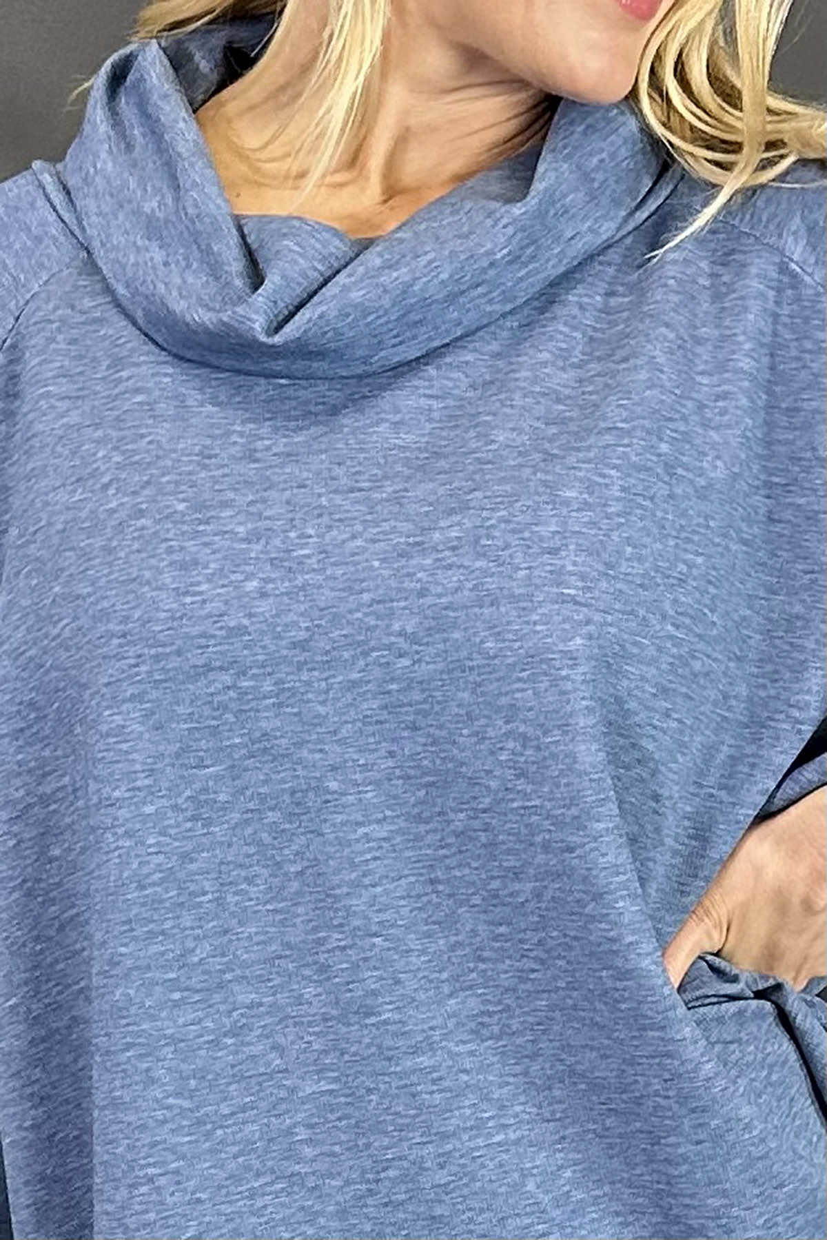 Emmeline Cowl Neck Cotton Top Blue