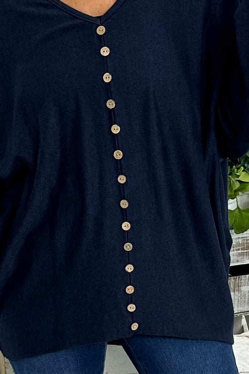 Blythe Button Detail Top Navy - Image 3