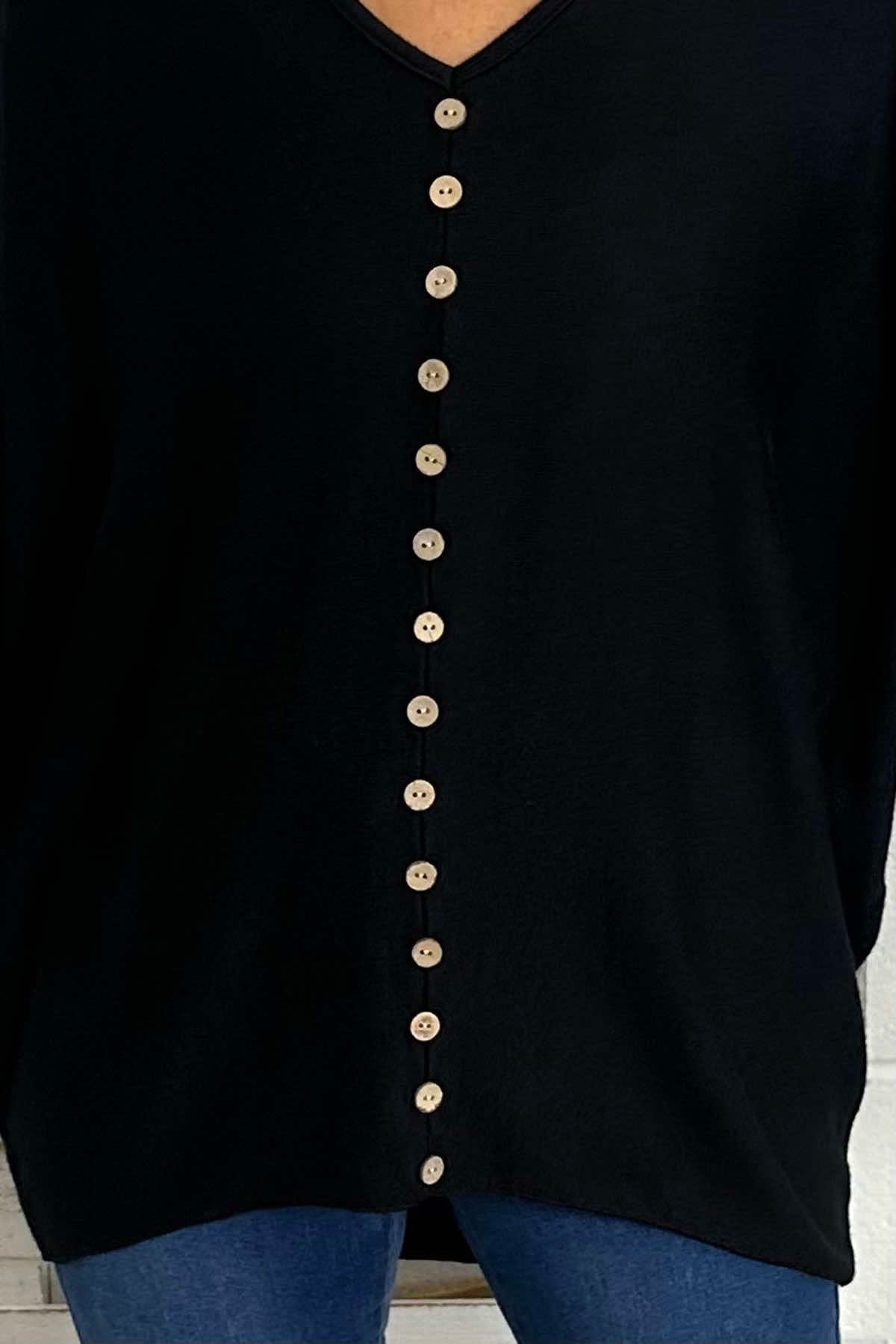 Blythe Button Detail Top Black