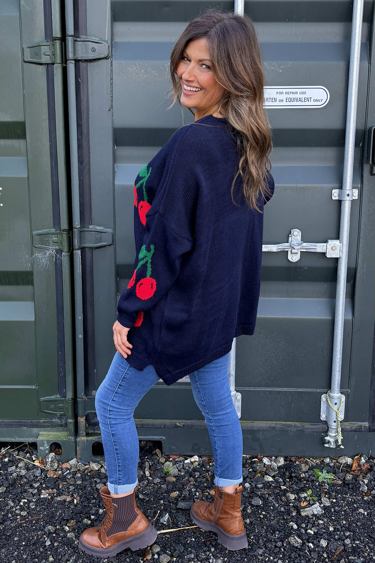 Joan Cherry Knitted Jumper Navy