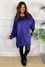 Julie Floral Satin Tunic Purple Purple - Julie Floral Satin Tunic Purple