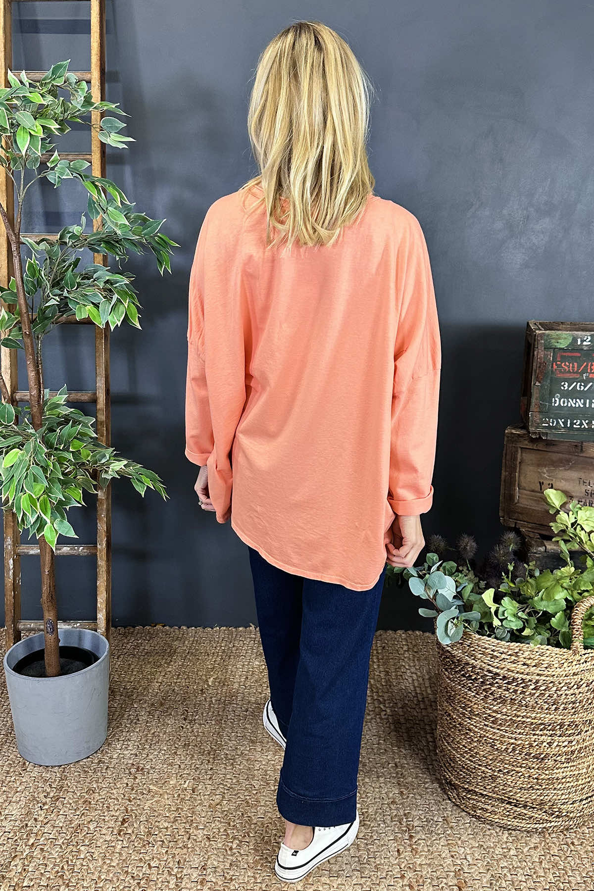 Elsie Seam Detail Cotton Top Orange