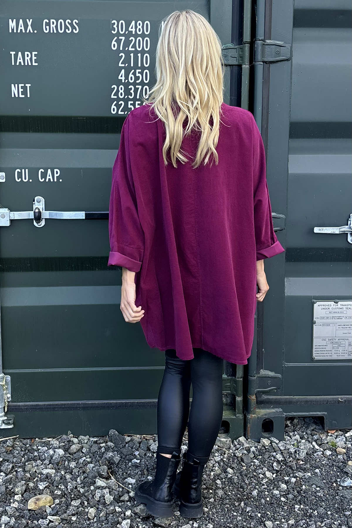 Connie Cord Oversized Top Burgundy