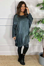 Julie Floral Satin Tunic Charcoal Charcoal - Julie Floral Satin Tunic Charcoal