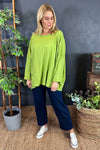 Elsie Seam Detail Cotton Top Green