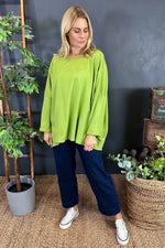 Elsie Seam Detail Cotton Top Green Green - Elsie Seam Detail Cotton Top Green