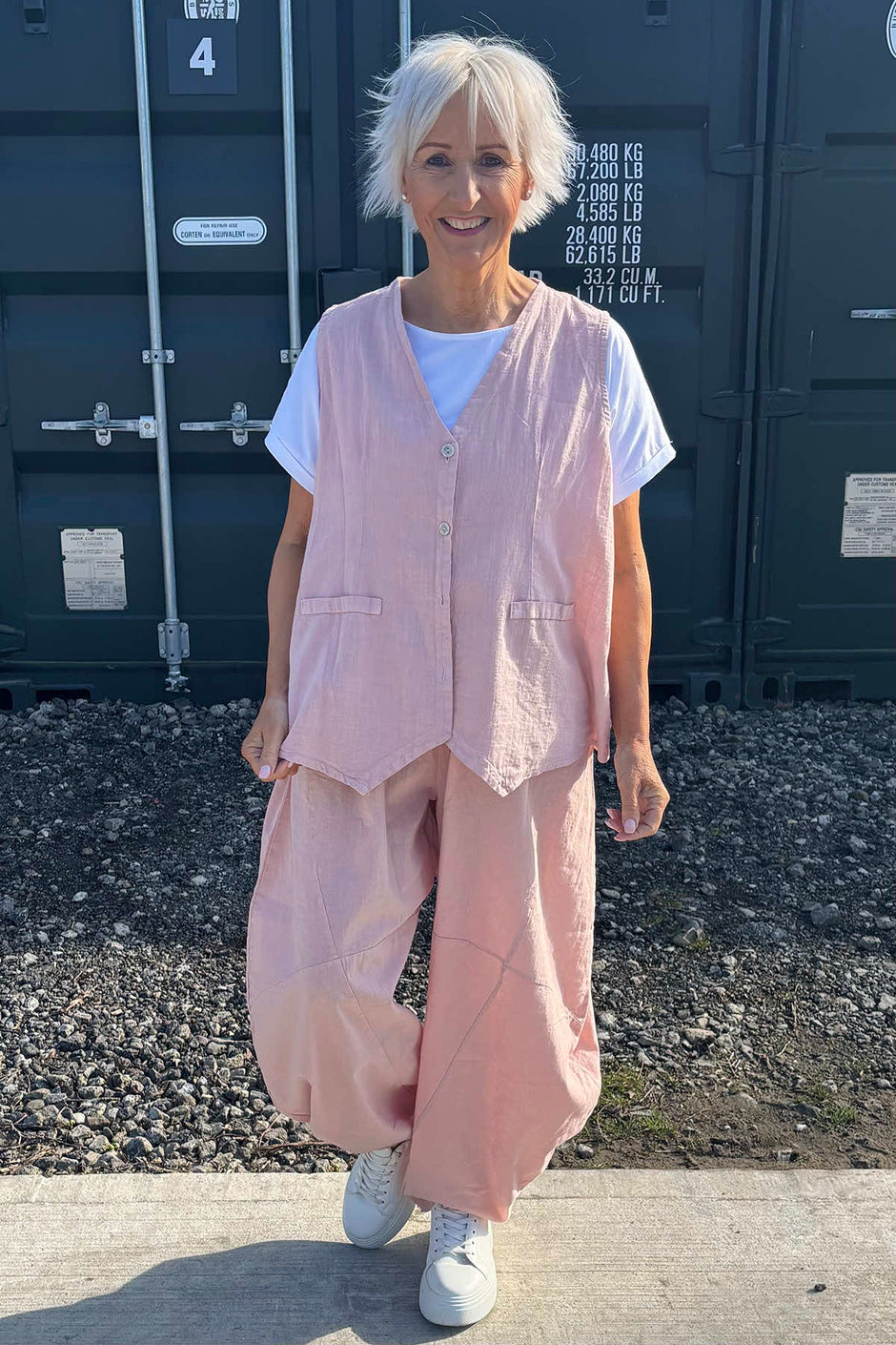 Journee Linen Trousers Pink