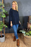 Hayden Dipped Hem Cotton Top Navy