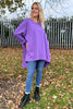 Tamsin Dipped Hem Cotton Top Purple