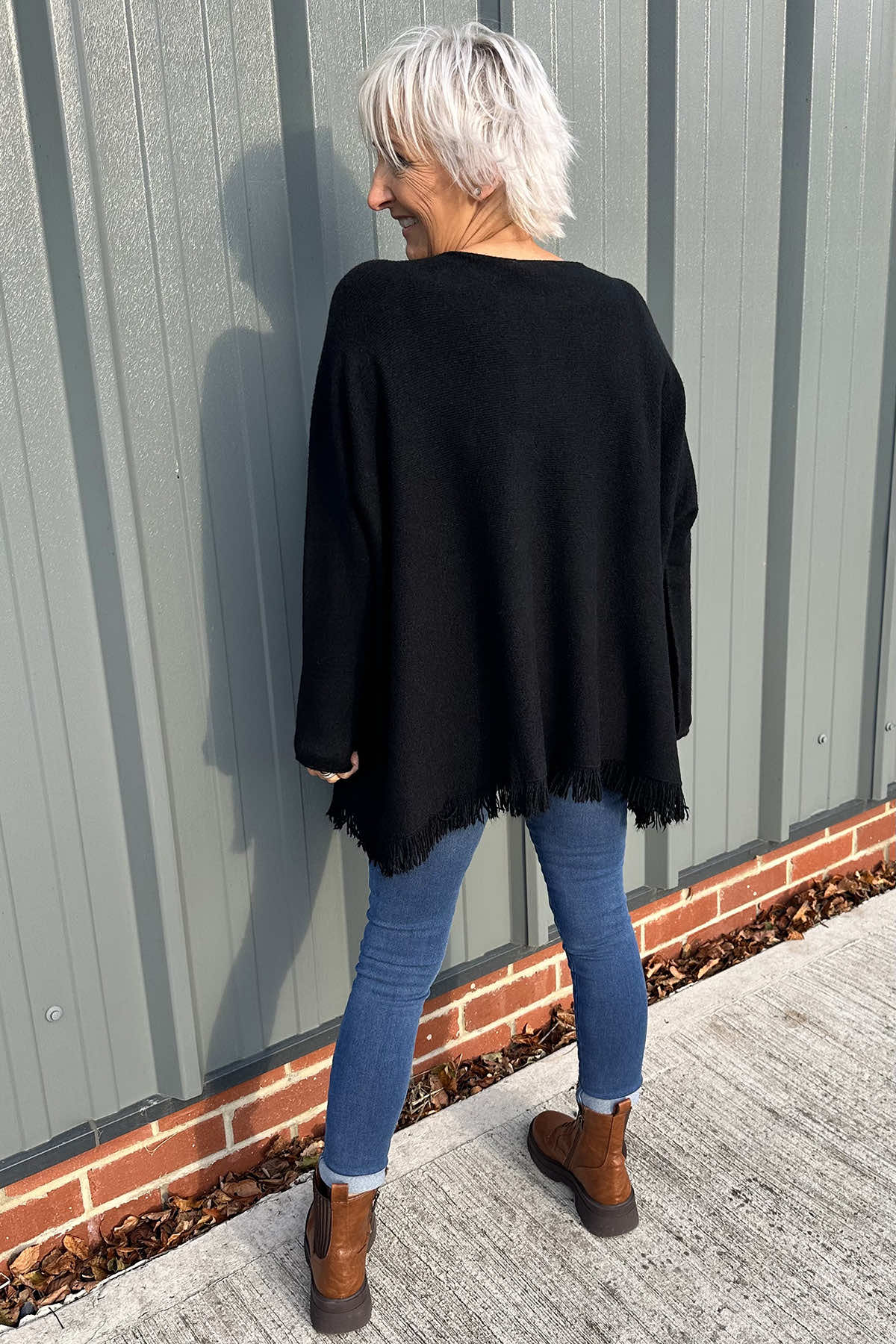 Sally Fringe Hem Jumper Black