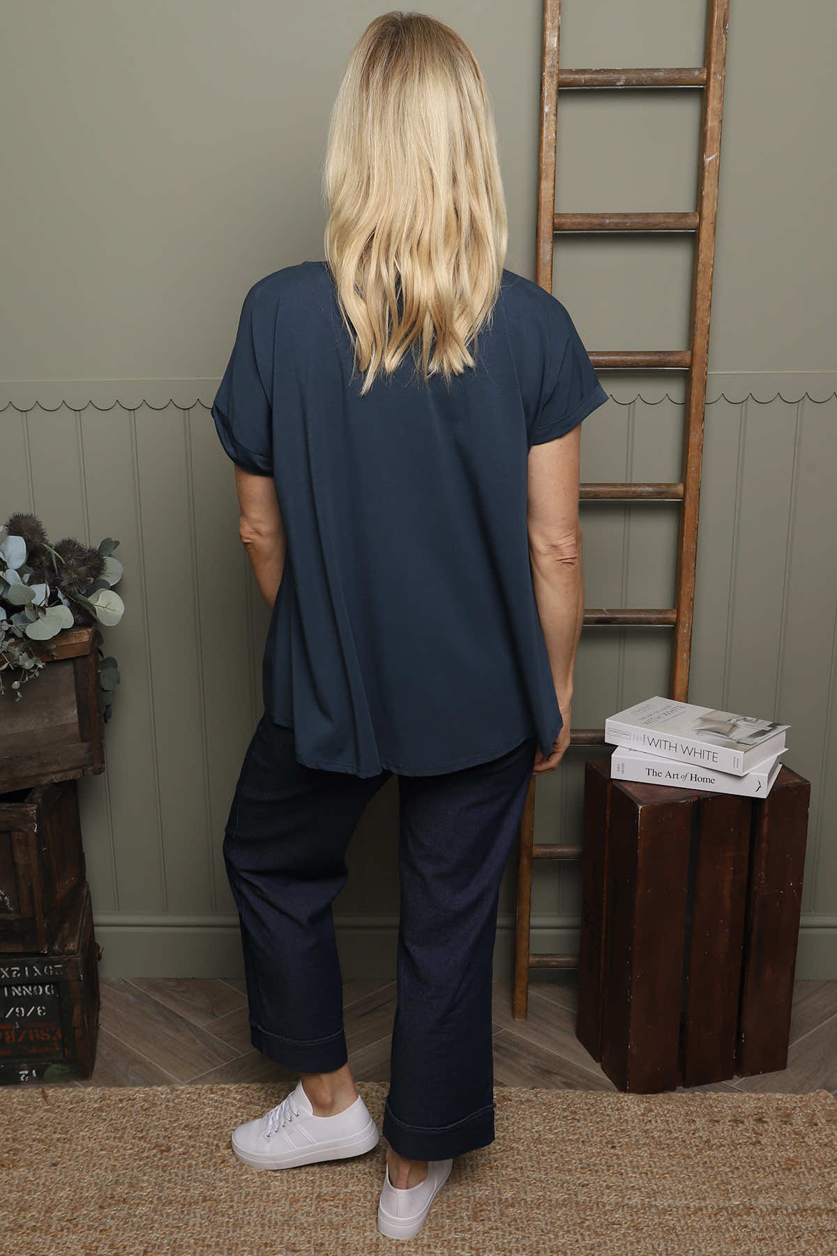 Genevieve Cotton Tee Navy