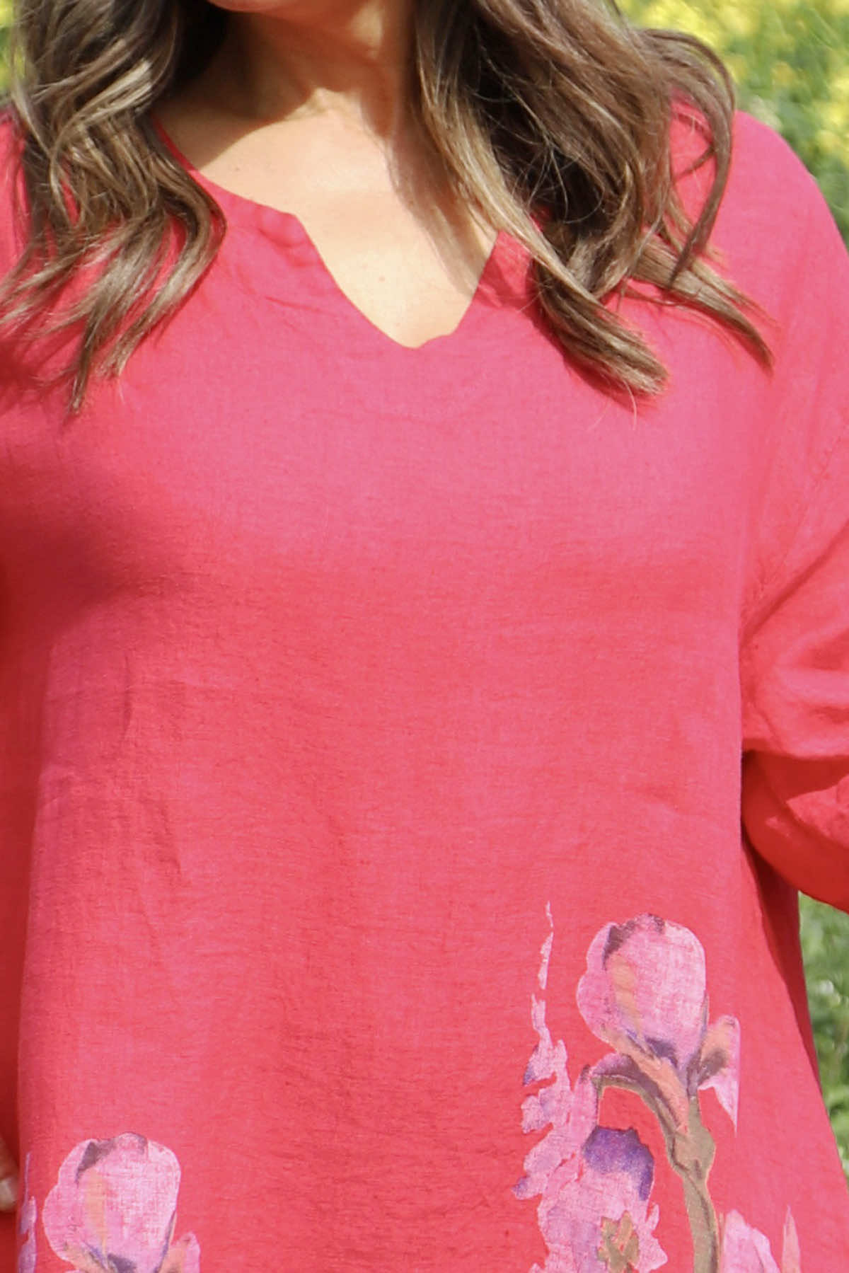 Lyla Floral Linen Dress Hot Pink