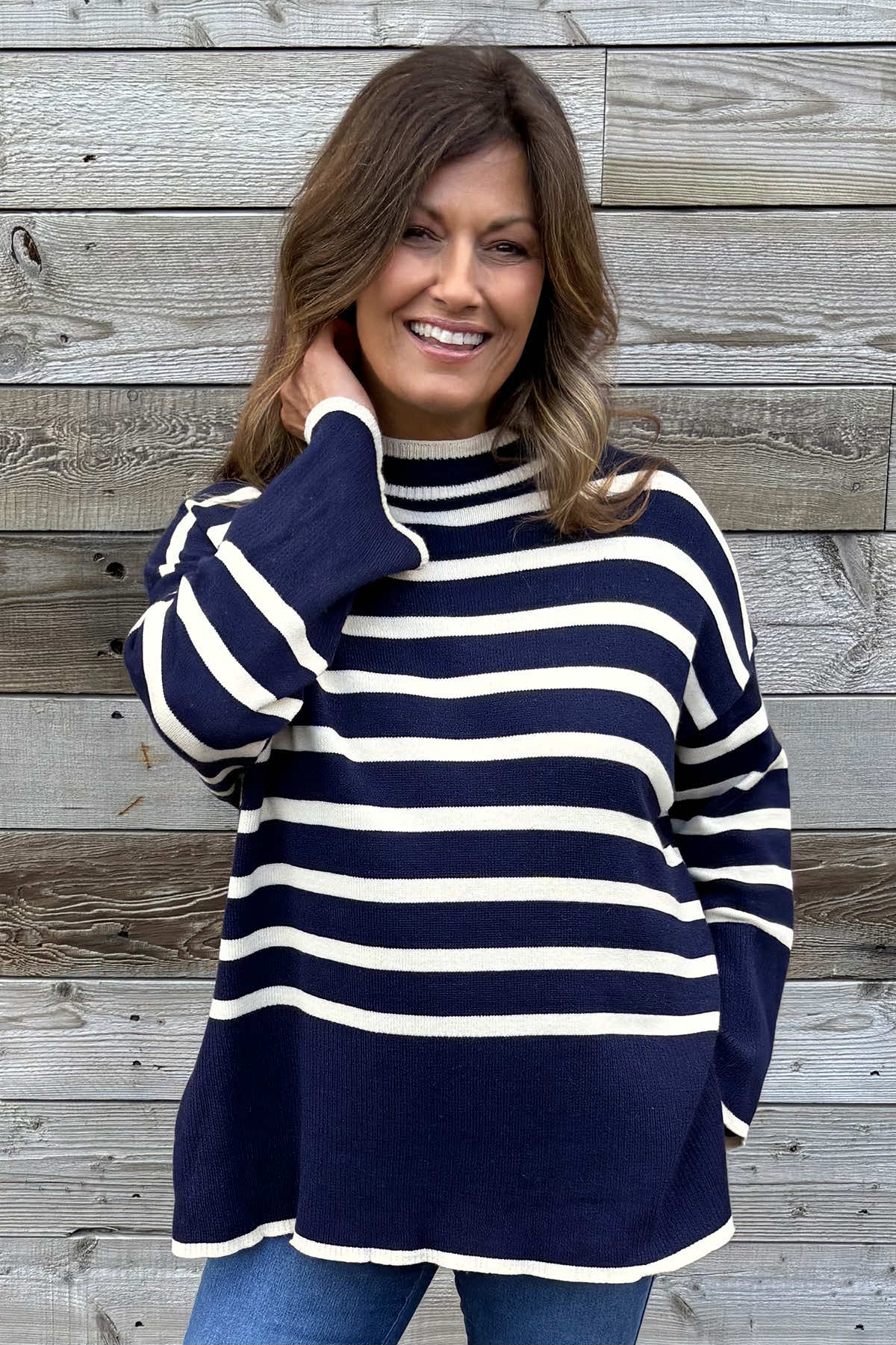 Asher Stripe Jumper Navy