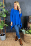 Hayden Dipped Hem Cotton Top Cobalt