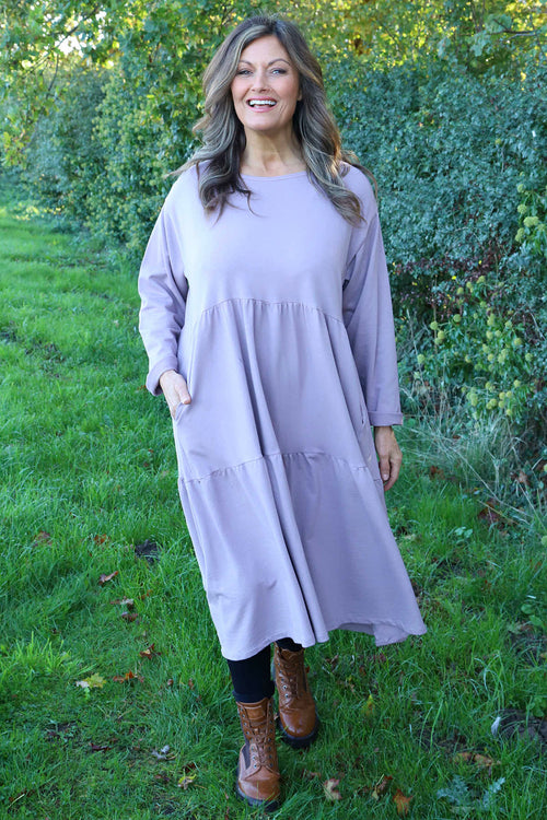 Petunia Tiered Cotton Dress Mauve - Image 2