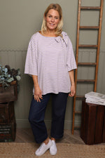 Trixie Stripe Tie Cotton Top Lilac Lilac - Trixie Stripe Tie Cotton Top Lilac