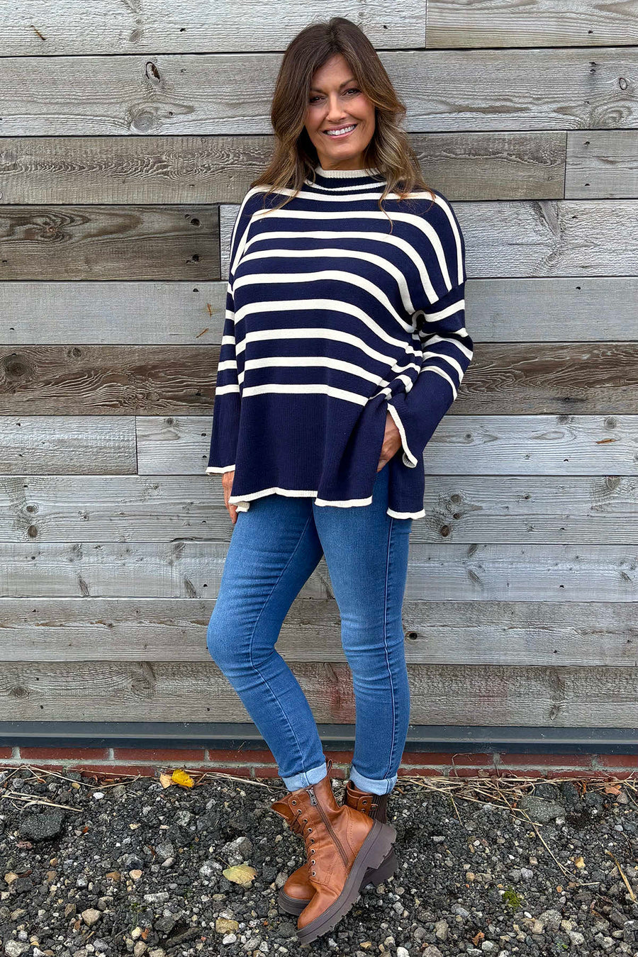 Asher Stripe Jumper Navy