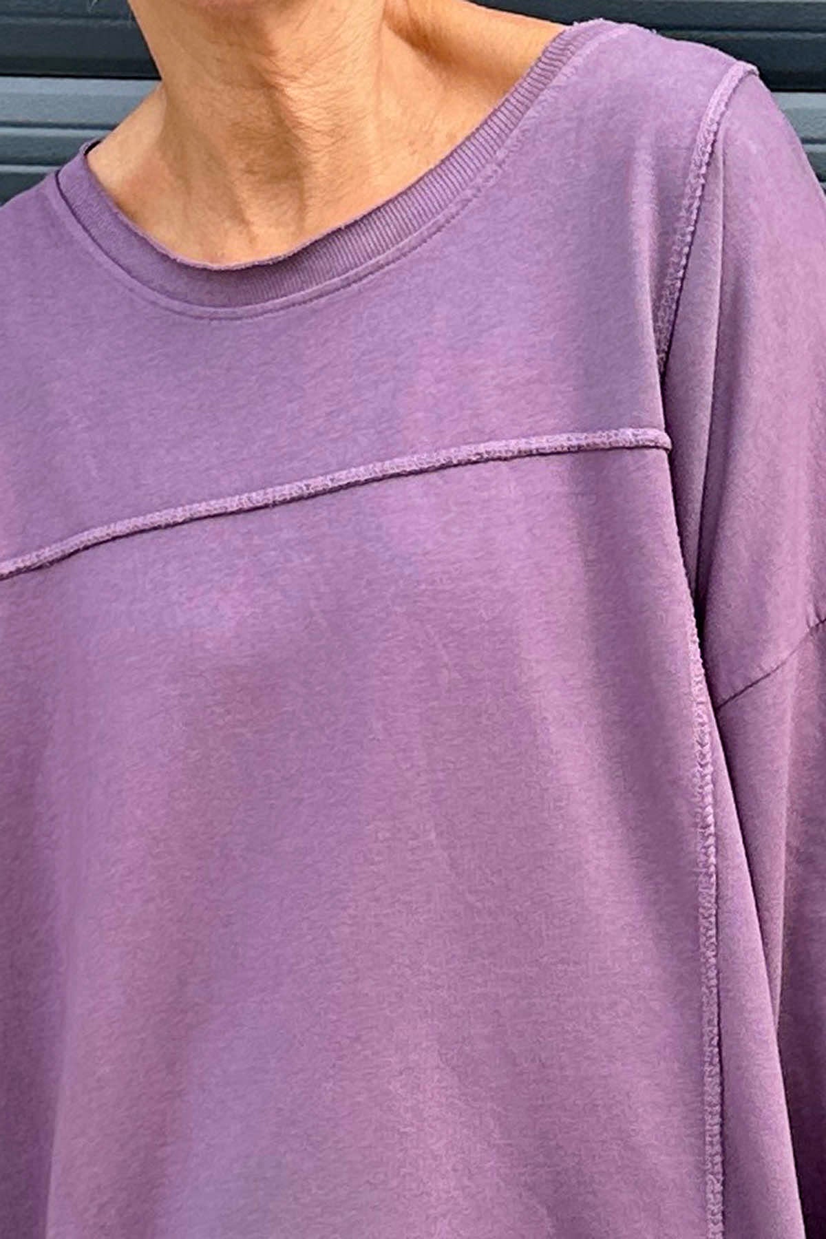 Zoey Seam Detail Cotton Top Purple