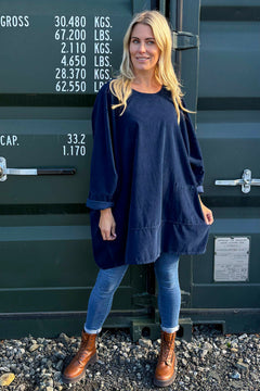 Connie Cord Oversized Top Navy