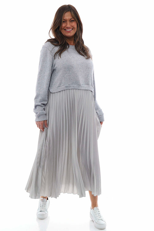 Kinzle Pleated Jumper Dress Grey - Image 5