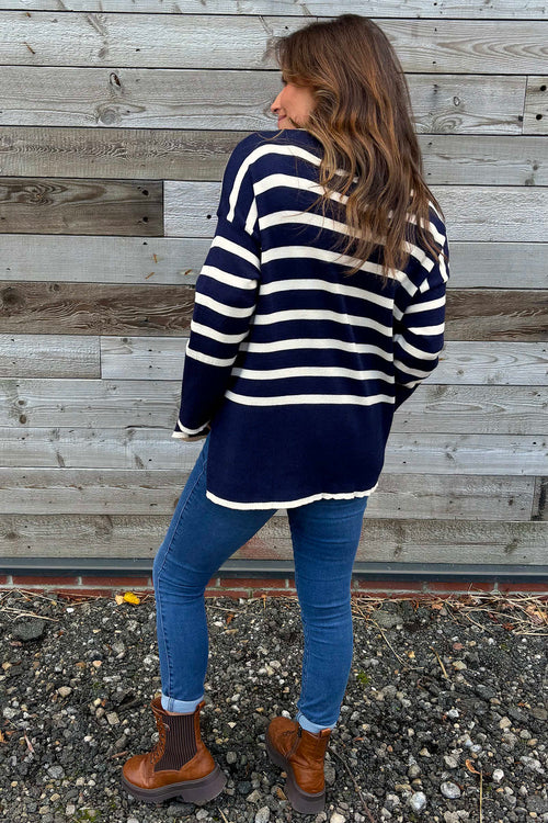 Asher Stripe Jumper Navy - Image 4