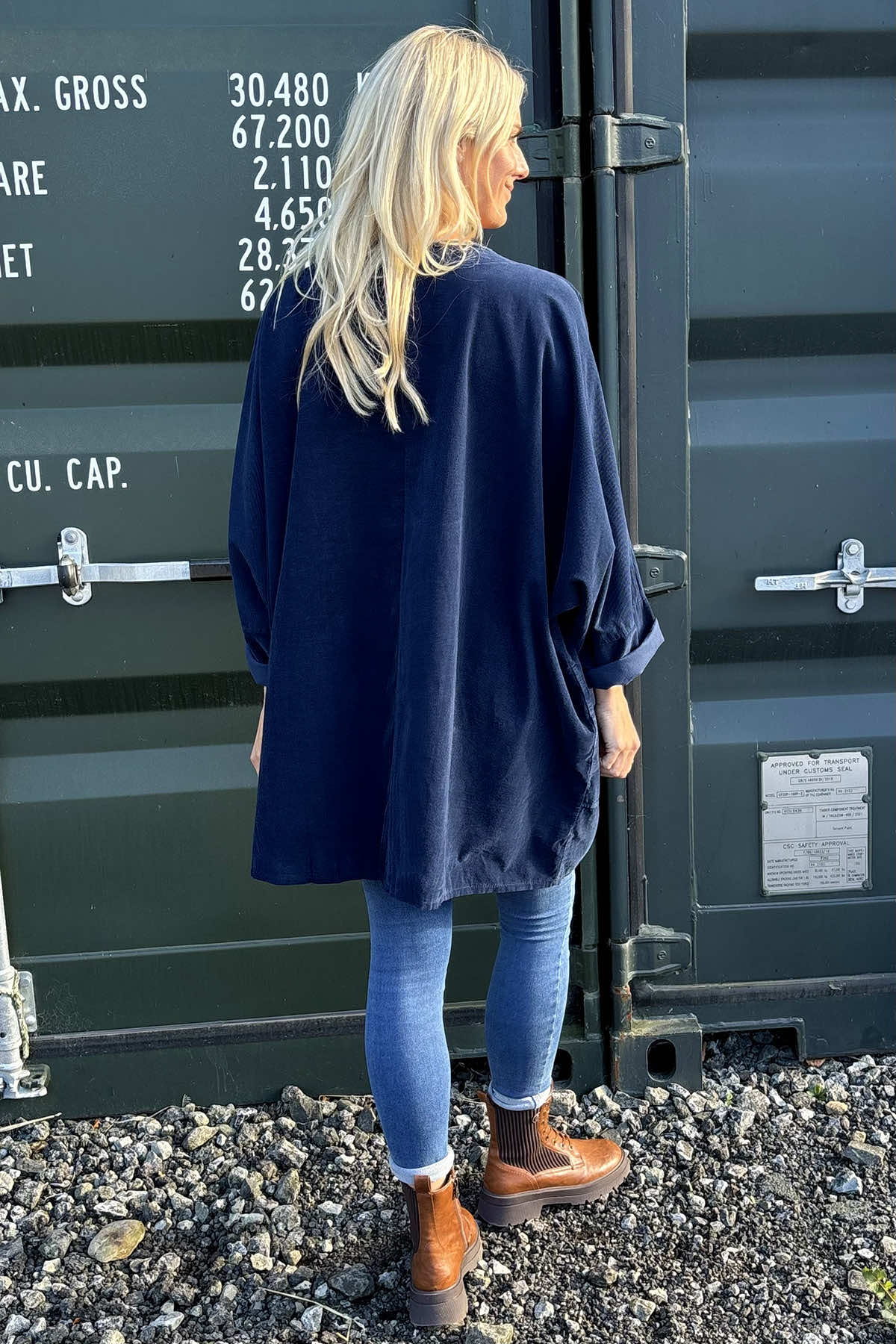 Connie Cord Oversized Top Navy