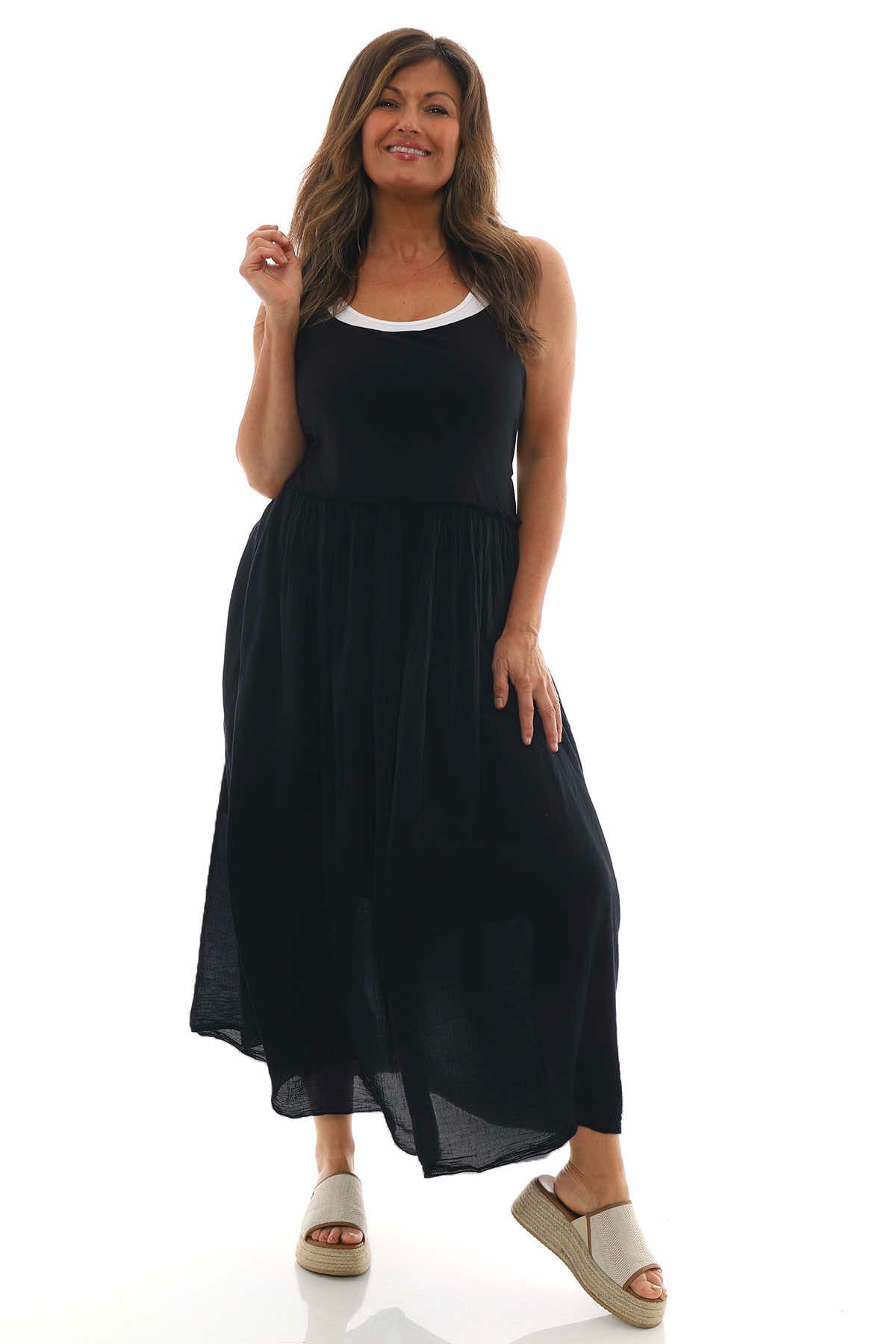 Julia Bow Back Cotton Dress Black