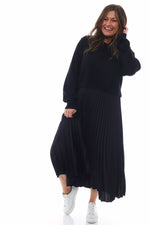 Kinzle Pleated Jumper Dress Black Black - Kinzle Pleated Jumper Dress Black