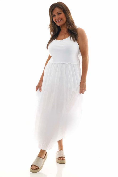 Julia Bow Back Cotton Dress White - Image 4