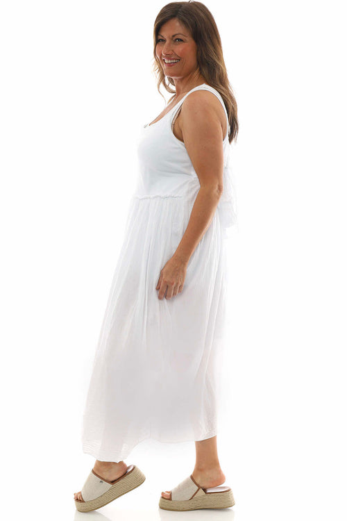 Julia Bow Back Cotton Dress White - Image 5